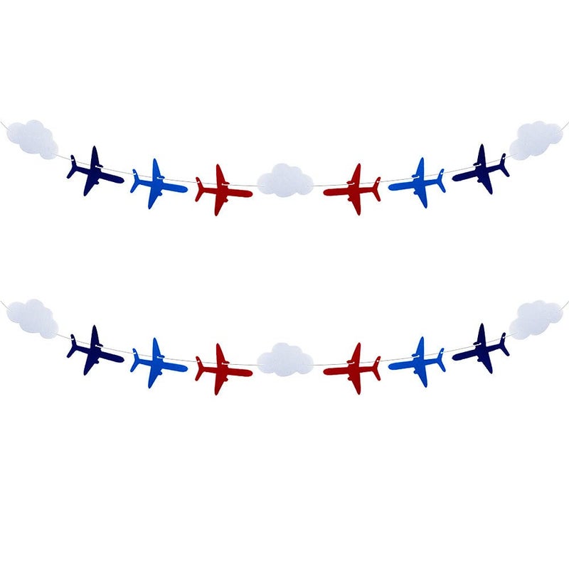 SaktopDeco 2 Pack Airplane Cloud Garland Plane Banner Airplane Party Supplies Plane Aviation Themed Birthday Party Decorations Supplies - Image 1